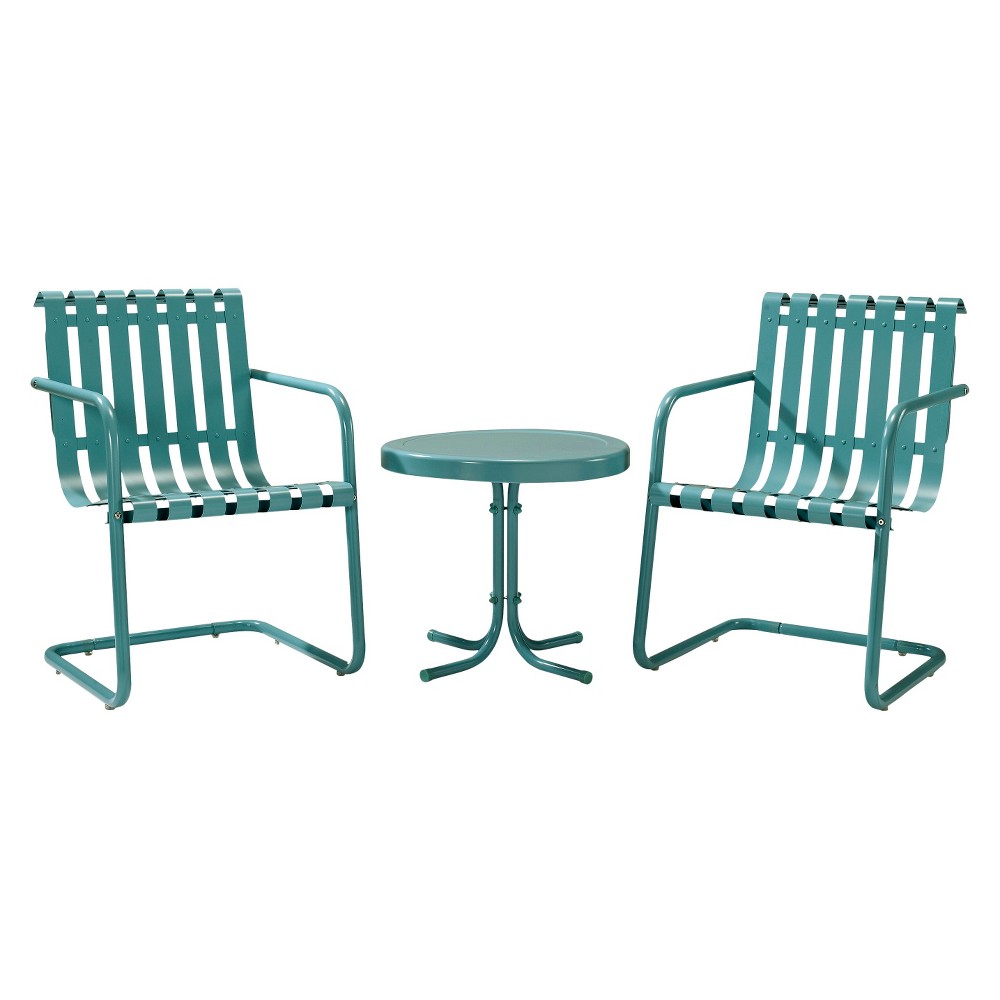 Photos - Garden Furniture Crosley Gracie 3-Piece Metal Patio Chat Set - Blue 