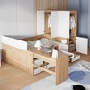 Full Size Wooden Platform Bed with 6 Drawers, Shelves and Desk - 3 of 4