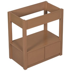 30" Bathroom Vanity without Sink Top, Cabinet Base Only, Open Storage Shelf and Two Drawers, Brown - 1 of 4