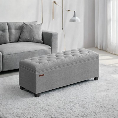 43.3" Storage Ottoman Bench, Foot Rest with Legs, Ottoman with Storage, Rectangle End of Bed Bench, Storage Chest, Load up to 660 lb, Study