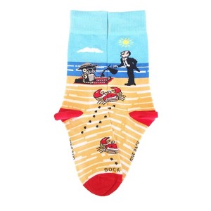 Happy Vacationing Robot on the Beach Socks from the Sock Panda (Men's Sizes Adult Large) - 1 of 4