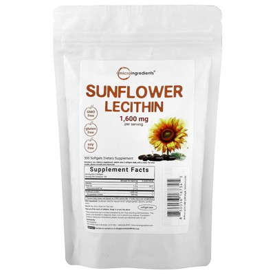 Micro Ingredients Sunflower Lecithin, 300 Softgels (800 mg per Softgel)