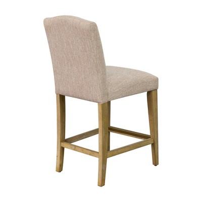Connor 25" Beige Upholstered Counter Stool with Wood Legs