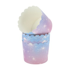 Unique Bargains Disposable Baking Cups Wood Pulp Paper PE Coating Blue Pink Purple 2.76"x2.17" 50 Pcs - 1 of 4