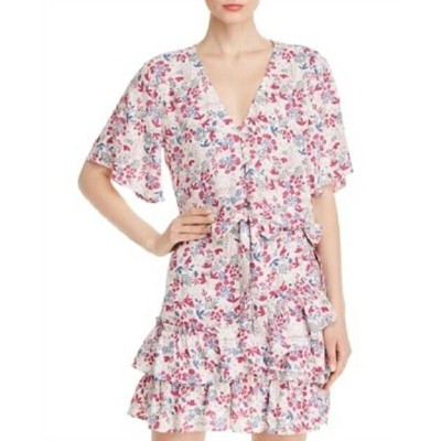 Women's Tie Front Floral Crop Blouse - AQUA