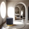 CAVINAS 18"H Round Accent Stool with Stainless Steel Base,Contemporary Footrest Stool for Bedroom & Living Room,Faux Fur Fabric Footstool - 4 of 4