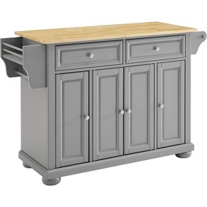 HomeStock  Alexandria Wood Top Rolling Kitchen Island Storage Cart, Microwave Stand, Spice Rack, Gray - 1 of 4