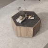 Rustic Vintage Coffee Table with 2 Drawers, Textured Black + Warm Oak - ModernLuxe - 3 of 4