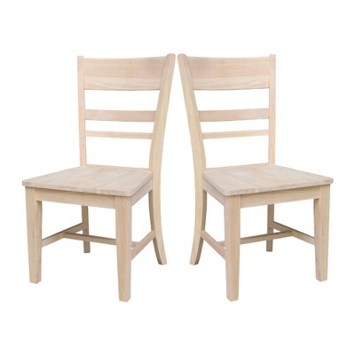 Eco-Friendly Solid Parawood Ladderback Dining Side Chairs, Set of 2