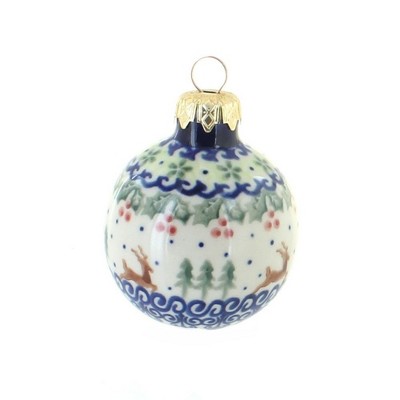 Blue Rose Polish Pottery Vena Small Christmas Ball