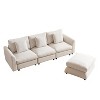 NicBex Couches for Living Room Modular Sectional Sofa Set Comfort Upholstered L-Shaped Sleeper Sofa Couch with Ottoman, 3 Cushions Pillows, Beige - 3 of 4
