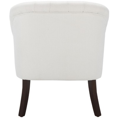 Sleek White Velvet Accent Chair with Walnut Flared Legs