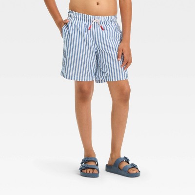 Boys' Striped Seersucker Swim Shorts - Cat & Jack™ Blue XS