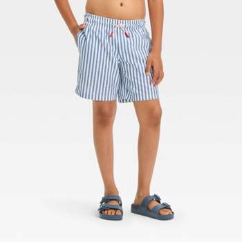 Boys' Striped Seersucker Swim Shorts - Cat & Jack™ Blue