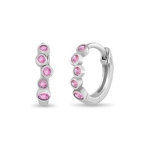 Girls' Bezel Cascade Huggie Hoop Sterling Silver Earrings - In Season Jewelry - 1 of 1