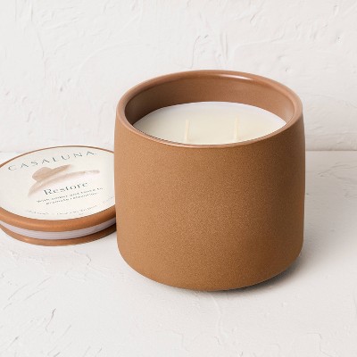 2-Wick Ceramic Jar Candle with Lid Restore 15oz - Casaluna™
