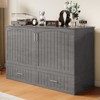 Mjkone Murphy Cabinet Bed, Queen Murphy Bed with Tri-Folding Mattress and Charging Ports, Drawer - 3 of 4