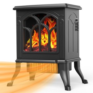 SUGIFT 1500W Electric Fireplace Heater, Infrared Space Heater with 3D Flame Effect, Black - 1 of 4