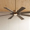 60" Possini Euro Design Defender Modern Indoor Outdoor Ceiling Fan with Dimmable LED Light Remote Control Soft Brass Oak Damp Rated for Patio Exterior - 2 of 4
