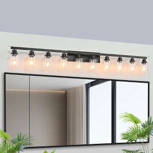 65.4inch Vanity Lights Fixtures Matte Black 10 Light Modern Vanity Lights Black Bathroom Wall Lighting for Mirror Bedroom,Living Room - 1 of 4