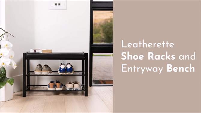 27" Leatherette Entryway 2 Racks Shoe Bench - Danya B., 2 of 6, play video