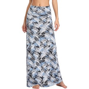 Women's Stylish Spandex Flare Maxi Skirt - Comfy Fold-Over Design Long Skirt for Effortless Style #4 - 1 of 4