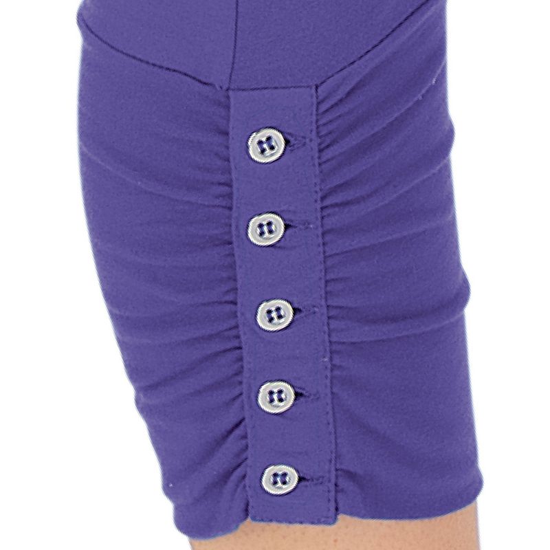 Collections Etc Button Accent Cinched Capri Leggings for Pairing with Tunics & Tops, 3 of 5