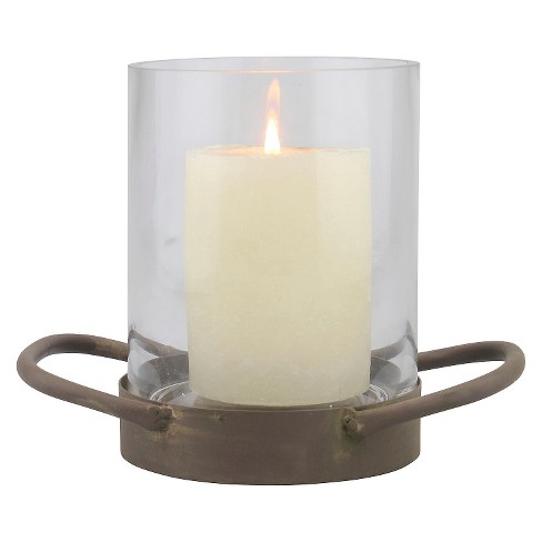 6 4 Stonebriar Glass Hurricane Candle Holder With Rustic Metal