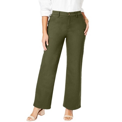 Jessica London Women's Plus Size Wide Leg Jeans, 22 W - Dark Olive Green :  Target