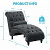 Mjkone Button-Tufted Chaise Lounge Chair, Sofa Chaise Chair Indoor for Bedroom Living Room, Dark Grey - 2 of 4