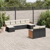 vidaXL 9 Piece Patio Sofa Set with Cushions Black Poly Rattan - Black and Cream Without Table - 2 of 4