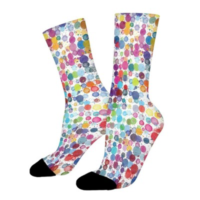 Retro Art Paint Rainbow Women Printed Crew Socks Funny Funky Socks Soft Polyester Novelty Gifts for Artists Men