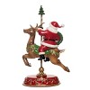 Transpac Resin 17.9 in. Multicolor Christmas Santa and Reindeer Carousel Figurine - 3 of 4