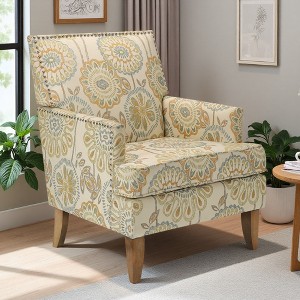 28.9" Fabric Accent Chair with Nail Trim and Easy-Clean Legs - 1 of 4