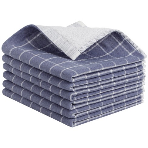 Piccocasa 100% Cotton Kitchen Towel Cleaning Drying Absorbent Dish Towels 6 Pcs Blue 13 x 29