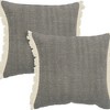 HomeRoots Set of Two 20" Gray And Off White Cotton Throw Pillows with Fringe - 4 of 4