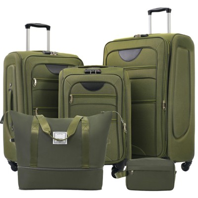 Aukfa Lightweight Soft Sided Swivel Wheels Expandable 3-Piece Luggage Set with Duffel Bag and TSA Lock