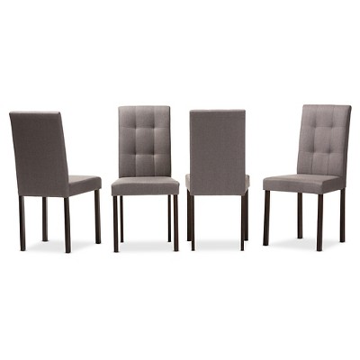 Set of 4 Andrew Modern and Contemporary Fabric Upholstered Grid-tufting Dining Chair