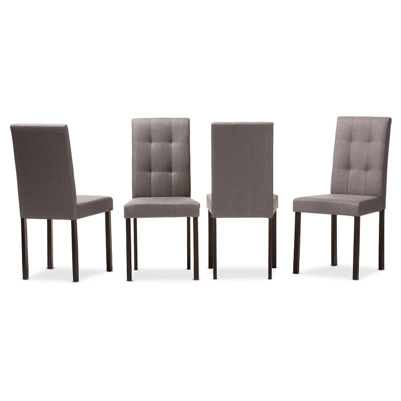 Set of 4 Andrew Modern and Contemporary Fabric Upholstered Grid-tufting Dining Chair, 1 of 6