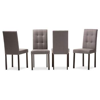 Set of 4 Andrew Modern and Contemporary Fabric Upholstered Grid-tufting Dining Chair