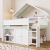 Whisen Full Size Loft Bed, House-Inspired Design with Canopy Roof and Storage Cabinet - 2 of 4