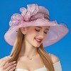 Anna-Kaci Women's Wide Brim Organza Dress Hat with Sheer Ribbon Floral Design for Formal Events and Sun Protection - 3 of 4