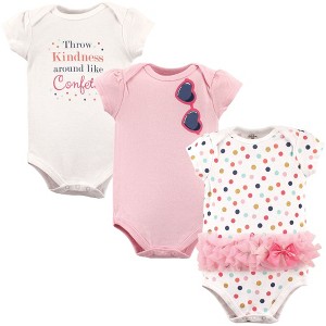 Little Treasure Baby Girl Cotton Bodysuits 3pk, Confetti - 1 of 1