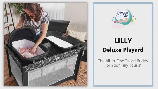 Lilly Deluxe Play yard With Full Bassinet, Changing Tray And Infant Napper With Canopy, 2 of 17, play video
