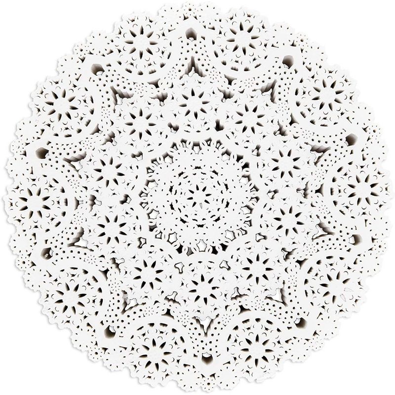 Juvale 300pcs Medallion White Round 10" Disposable Paper Doilies Lace for Art Craft Table Décor, 1 of 10