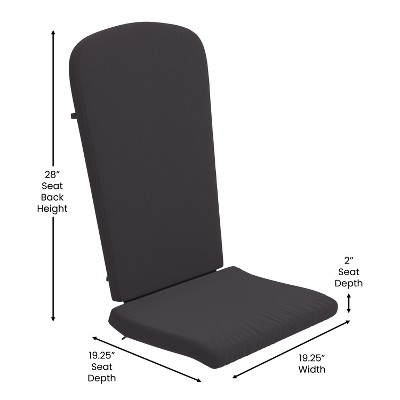 Set of 2 White Folding Adirondack Chairs with Gray Cushions