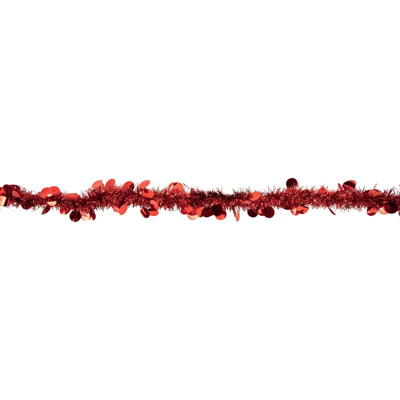 Northlight 50' x 2.5" Unlit Shiny Red Tinsel with Polka Dots Christmas Garland, 5 of 7