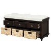 NicBex Shoe Rack Bench Shoe Storage Organizer Rustic Storage Bench with 3 Drawers and 3 Rattan Baskets for Entryway Bedroom - 2 of 4