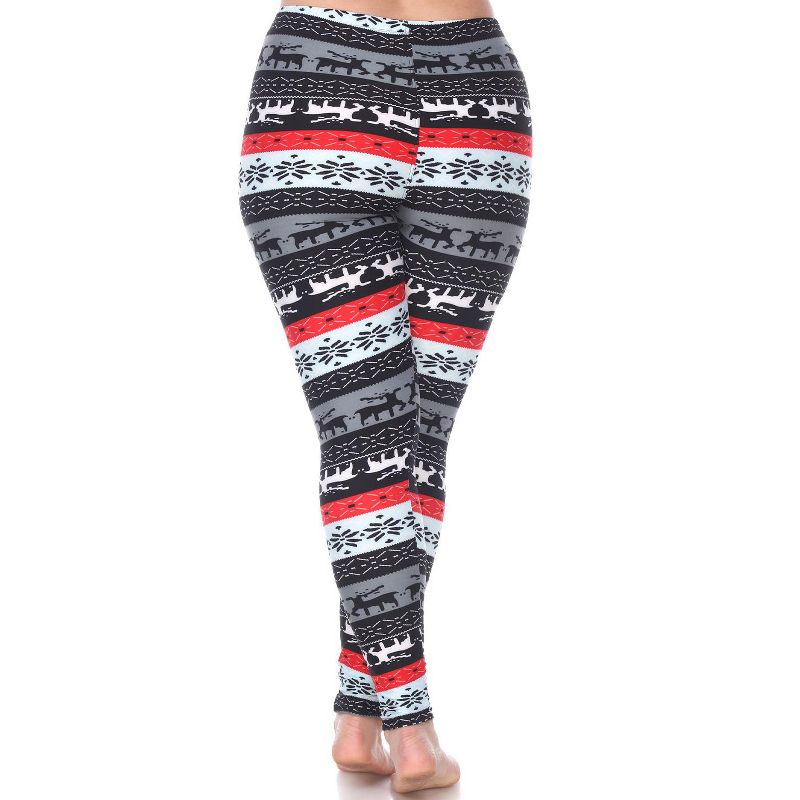 Women's Plus Size Printed Leggings - One Size Fits Most Plus - White Mark, 3 of 4