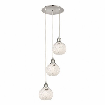 White Mouchette - 3 Light Cord Hung Multi Pendant In Modern Style-11 Inches Tall and 12.5 Inches Wide
